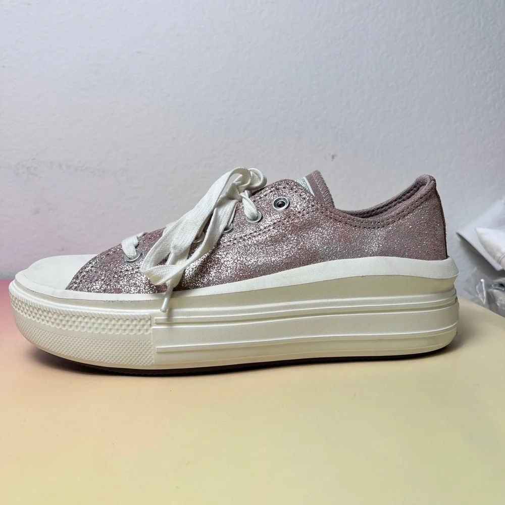 Converse Chuck Taylor All Star Platform Sneakers Metallic‎ Pink Silver Size 8.5 - Picture 6 of 10